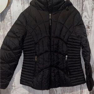 NWT! DKNY Women's Chevron-Quilted Full-Zip Puffer Jacket LARGE